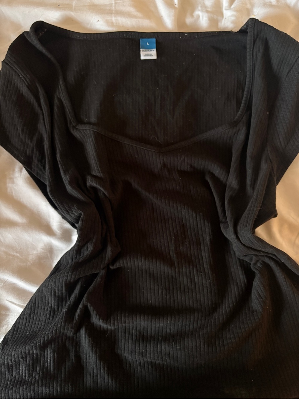 Old Navy Black Ribbed Square Neck Blouse
